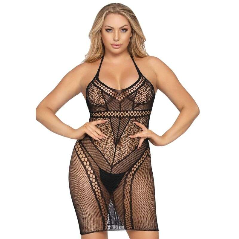 Abito Donna Sexy Leg Avenue Multirete Nero E Bianco