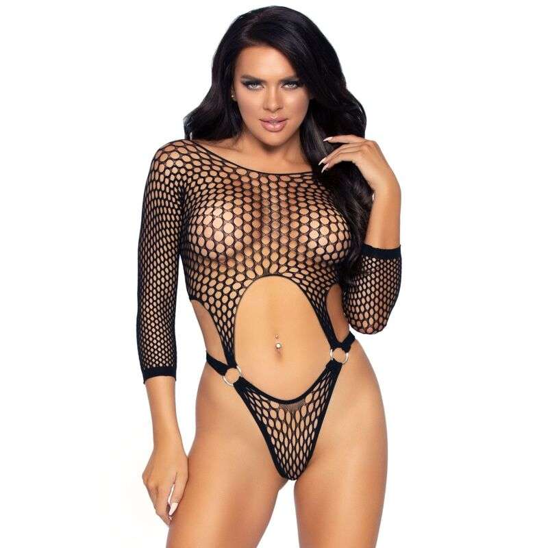 Body Sexy a Rete Top Body Leg Avenue con Perizoma Nero o  Bianco