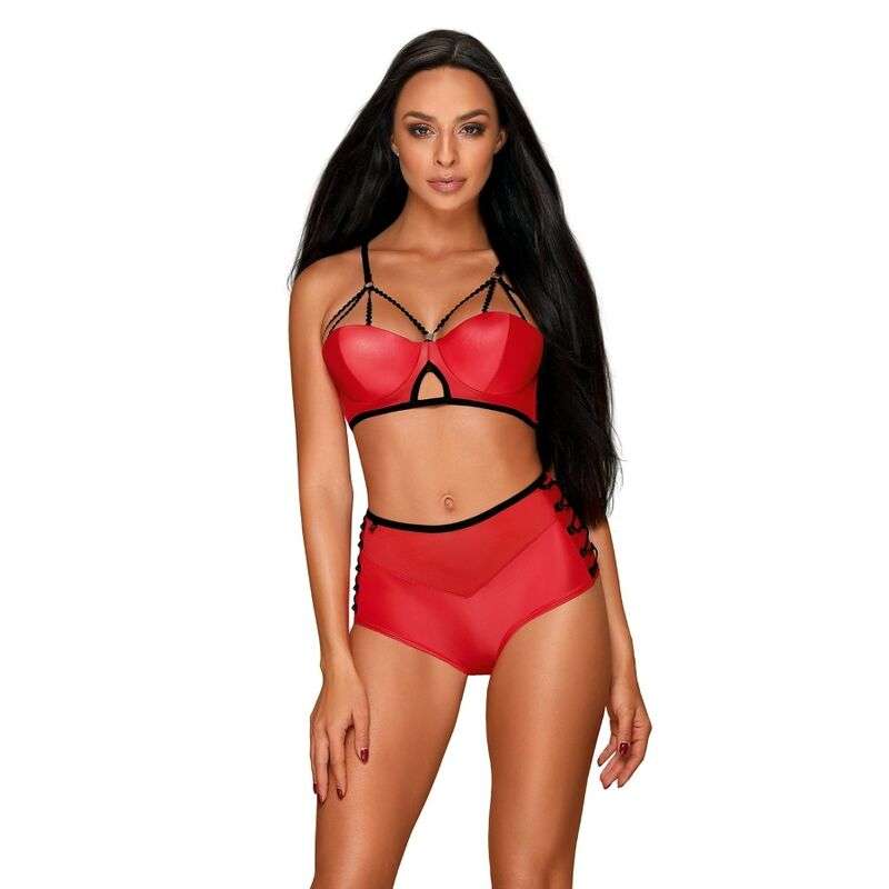 Set Sexy due Pezzi Obsessive Leatheria rosso S/M