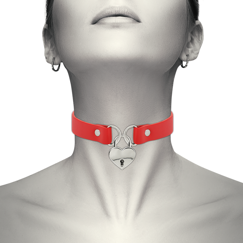 Collana Fetish Coquette Hand Crafted Choker Keys Heart colore rosso 2