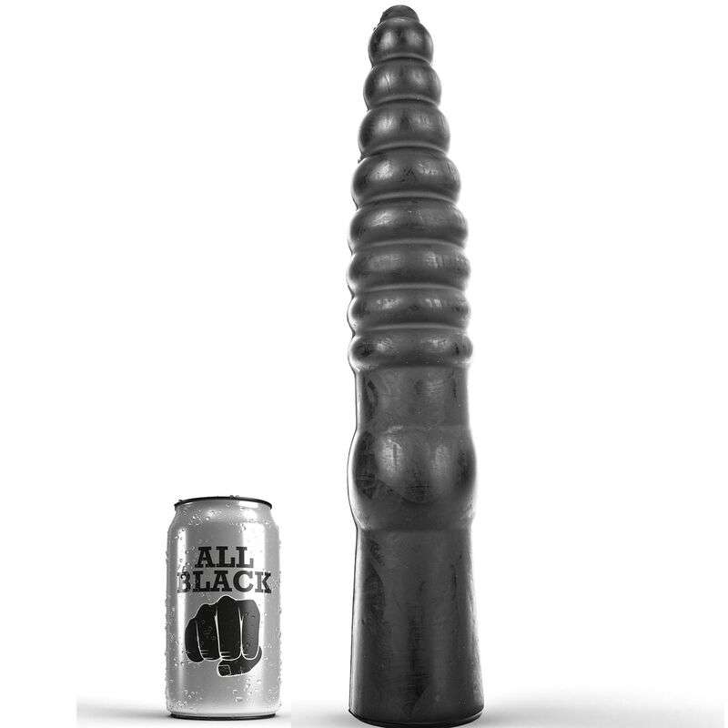 Dildo Anale All Black con Superficie Scanalata nero 33 cm