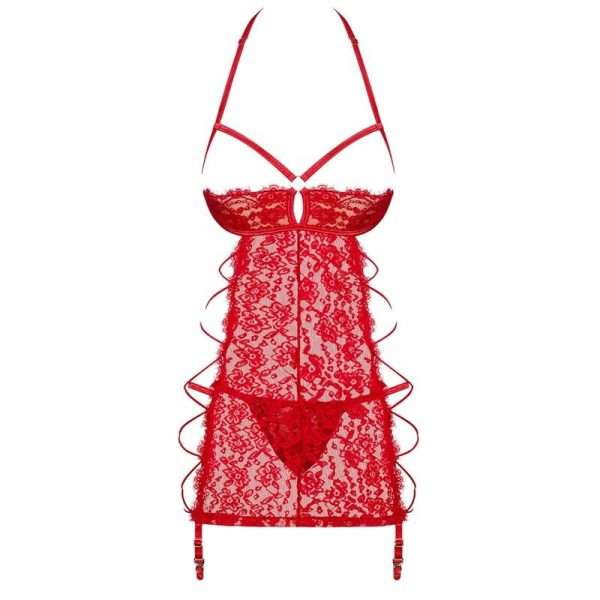 Abito Sexy Obsessive Radiosa Chemise Rosso con apertura seno
