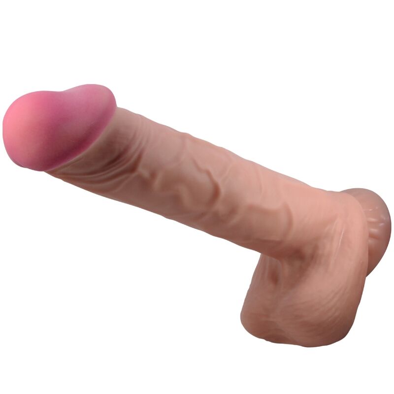 Dildo Realistico Sliding Skin con Ventosa Scorrevole in pelle Marrone 26 Cm 2