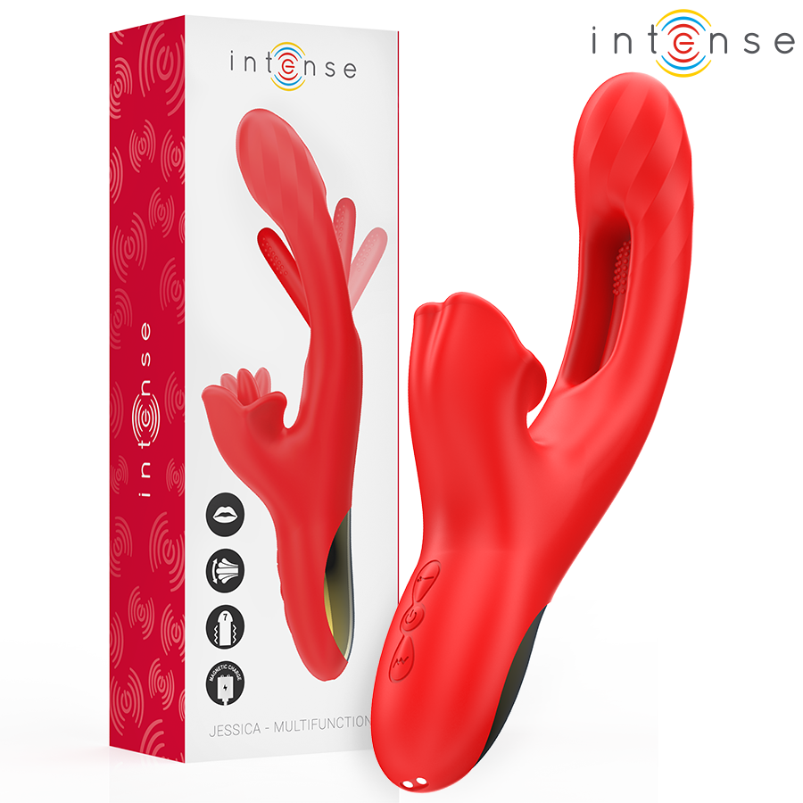 INTENSE – JESSICA VIBRATORE MULTIFUNZIONE STIMOLAZIONE CLITORIDE 24,8 CM ROSSO