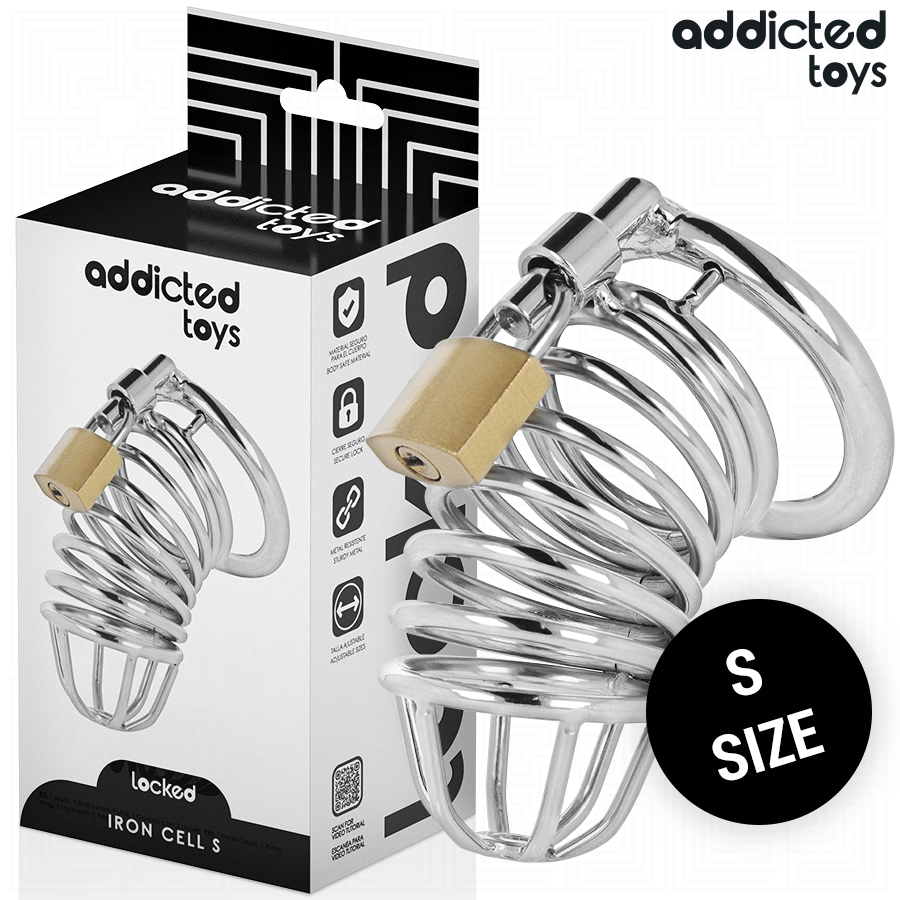 ADDICTED TOYS LOCKED – GABBIA PER PENE IN METALLO CON CELLULE DI FERRO 4 CM TAGLIA S 2