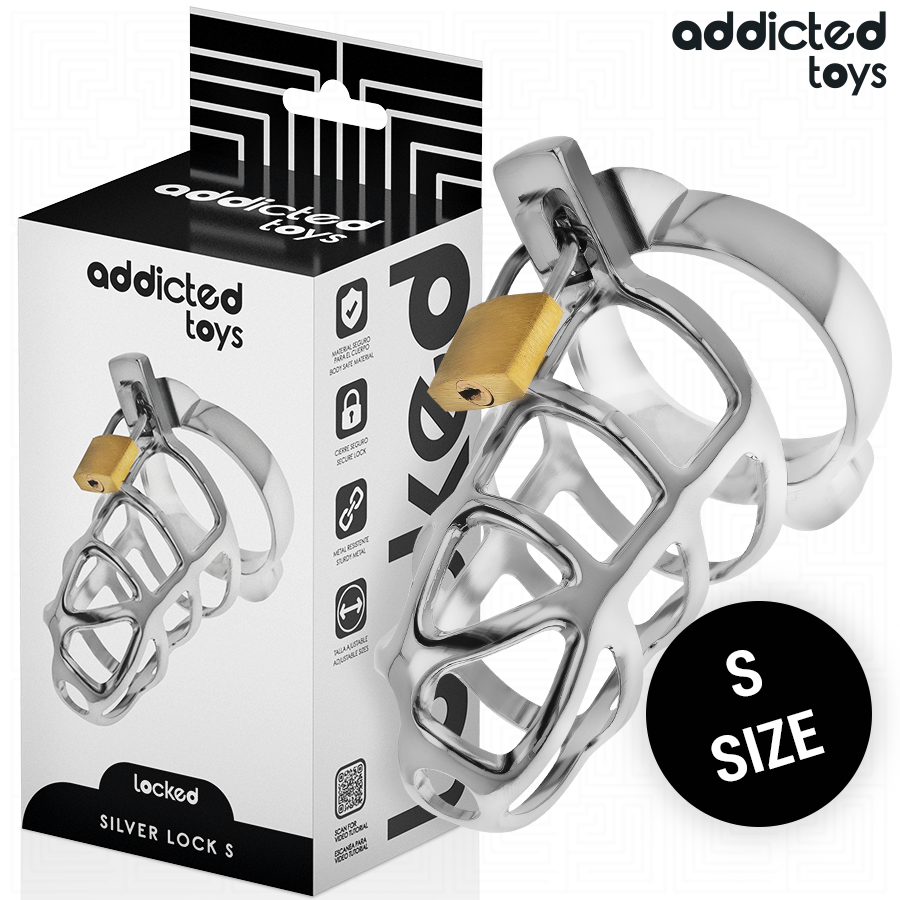 ADDICTED TOYS LOCKED – GABBIA PER PENE IN METALLO CON BLOCCAGGIO ARGENTO TAGLIA S 2