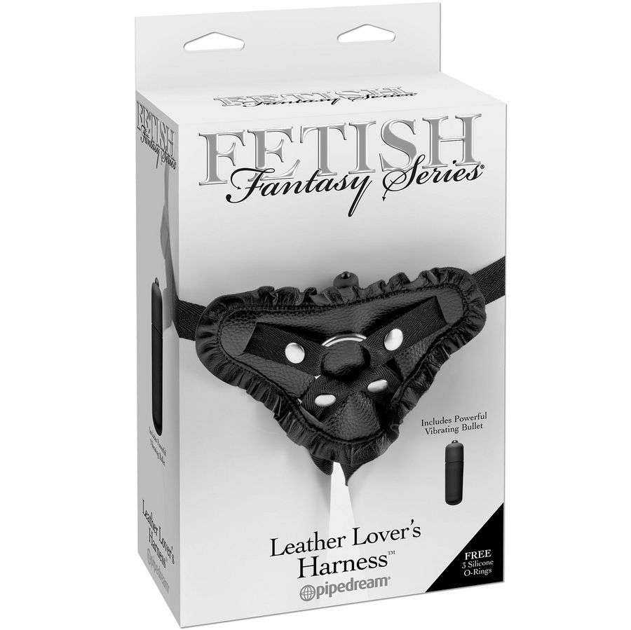 Imbracatura Strapon in pelle Fetish Fantasy con 3 anelli 3 Imbracatura Strapon in pelle Fetish Fantasy con 3 anelli 3