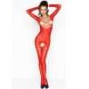 Catsuit Passion Woman BS031 con Ricami Floreali Rosso Taglia Unica