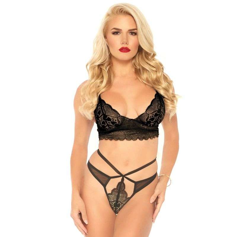 Completo Intimo Sexy Leg Avenue 2 Pezzi con Doppio Tirante Perizoma