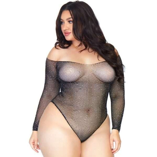 Body Sexy Rete e Maniche Lune e Spalle Scoperte Leg Avenue Nero Curvy
