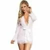 Baby Doll Sexy Subblime Bianco con Maniche Lunghe con Frange