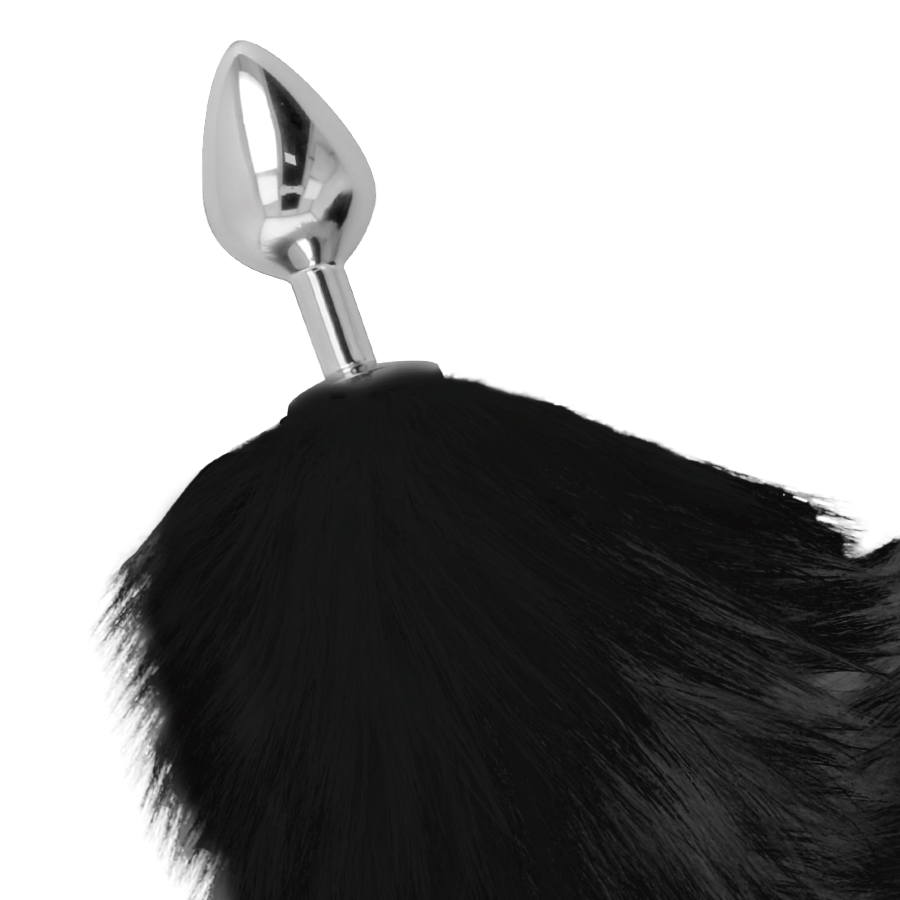 Buttplug Anale Darkness Silver con Coda nera 8 cm