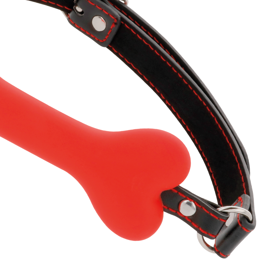 Bit Gag Darkness in Silicone a Forma di Osso Rosso