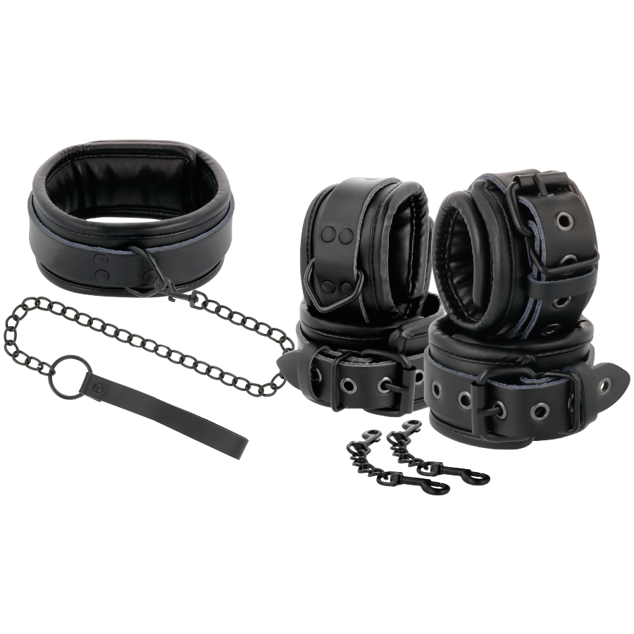 Kit Bdsm Darkness Leather And Handcuffs Nero 23