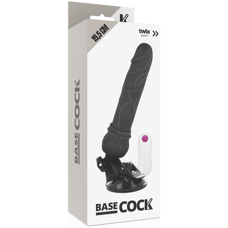 Vibratore Realistico con Telecomando e Ventosa – 19,5 cm BaseCock Nero 4 Vibratore Realistico con Telecomando e Ventosa – 19,5 cm BaseCock Nero 4