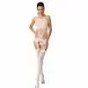 Bodystocking Passion Woman BS047 con Aperture Sexy Bianco Taglia Unica