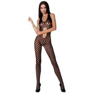 Bodystocking Passion Woman BS065 Rete Spessa Nero Rosso Bianco