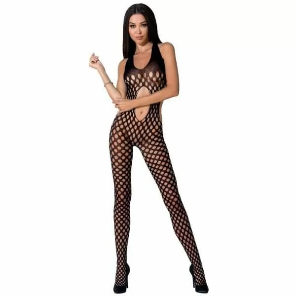 Bodystocking Passion Woman BS065 Rete Spessa Nero Rosso Bianco