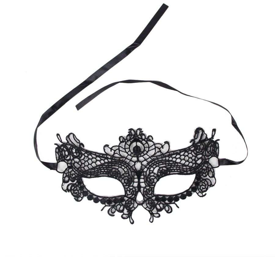 Maschera Ricamata i Pizzo Queen Lingerie Nero Taglia Unica