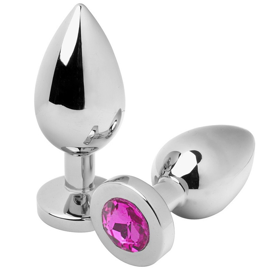 Plug Anale Metallico con Diamante rosa Piccolo 5.71 cm