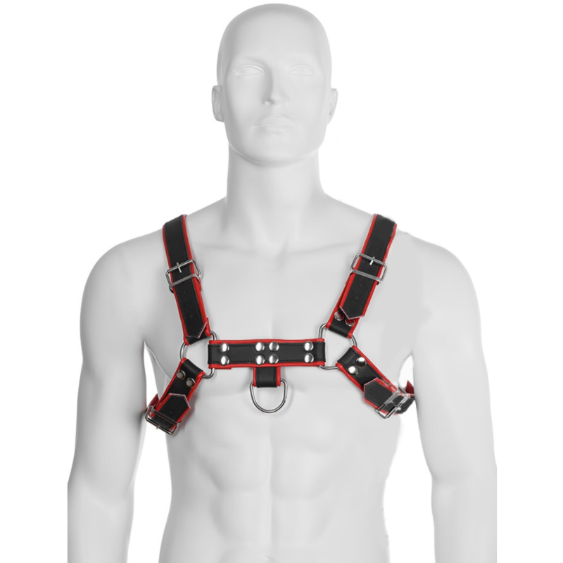 Imbracatura Bdsm Uomo con Catene In Pelle Nr 3 Rosso/Nero 12