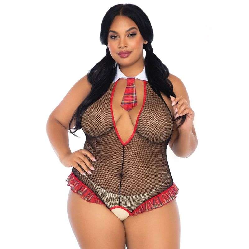 Body Sexy Leg Avenue Teddy Schoolgirl con Apertura Curvy 2