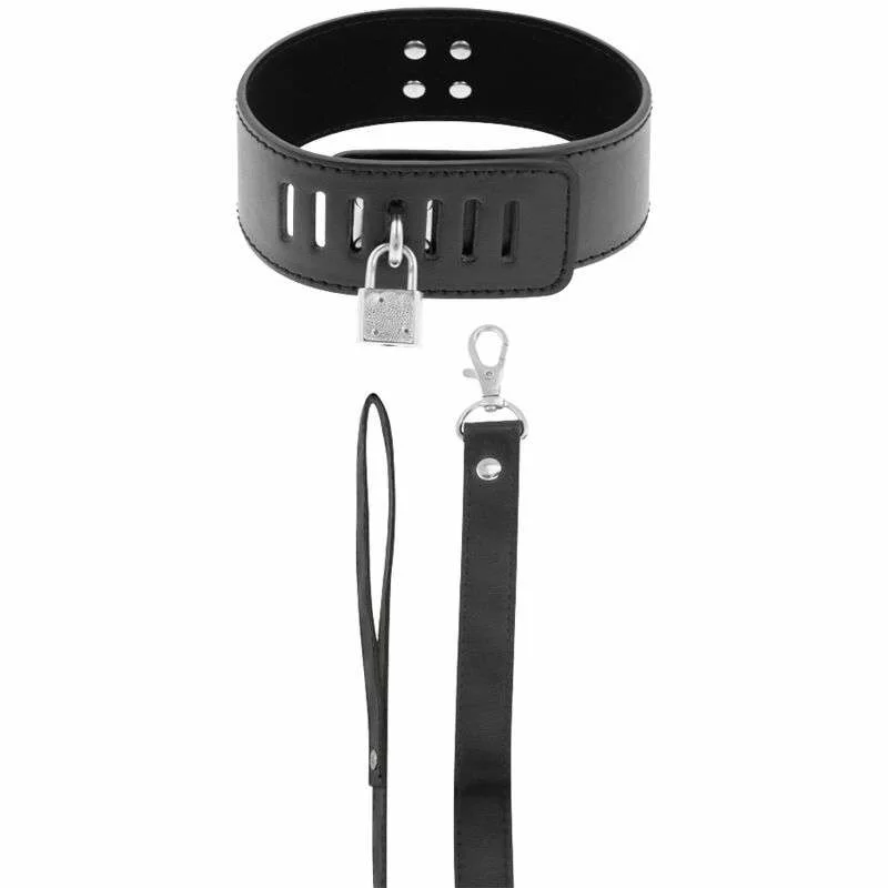 Collare con Guinzaglio Bondage Darkness Nero Similpelle