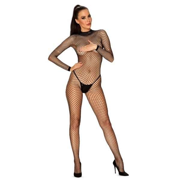 Tuta Sexy Obsessive N121 Rete Sottile con Collo Nero Taglia Unica