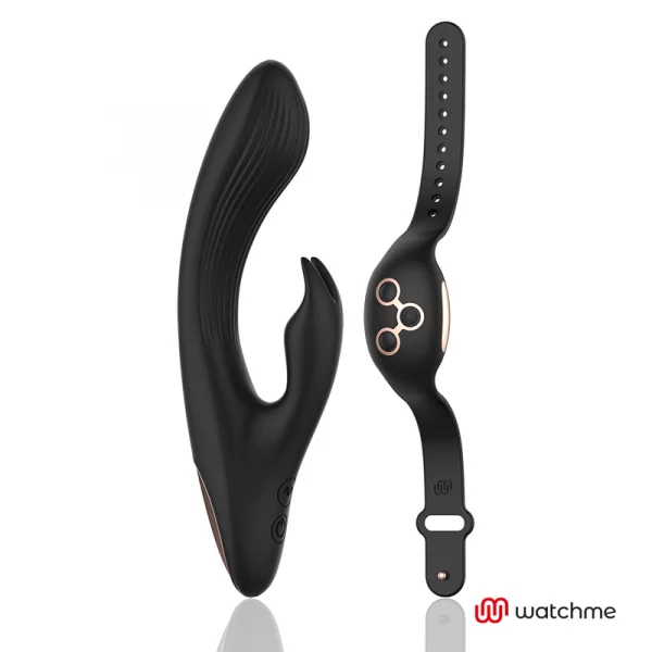 Vibratore Rabbit Anne’s Desire con Telecomando da Polso nero gold 2