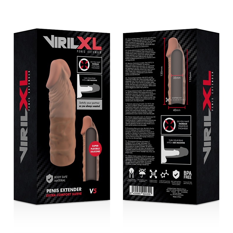 Estensore Pene in Silicone Liquido – Virilxl Extension V5 Marrone 3 Estensore Pene in Silicone Liquido – Virilxl Extension V5 Marrone 3