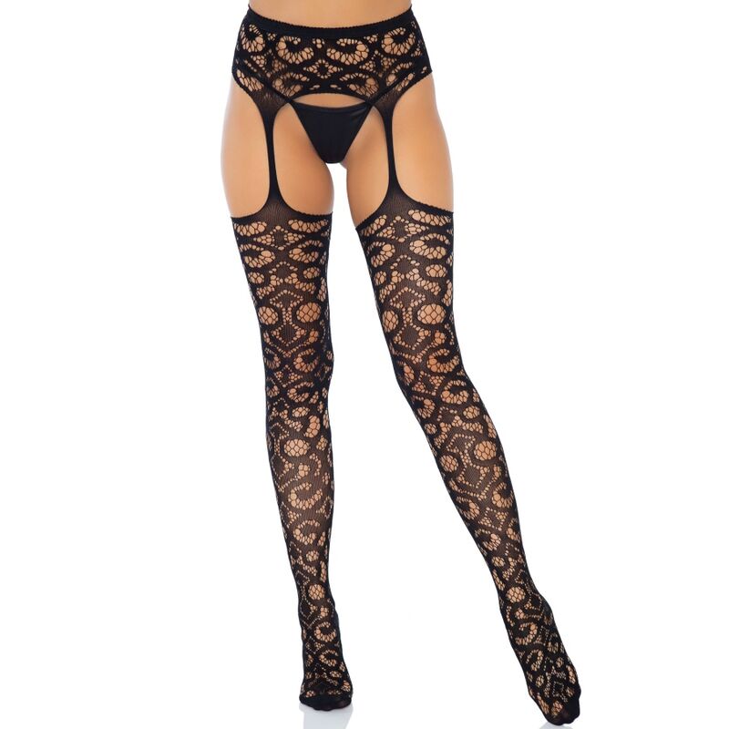 LEG AVENUE SCROLL PIZZO LEG AVENUE CALZE DA CINTURA TAGLIA UNICA 3