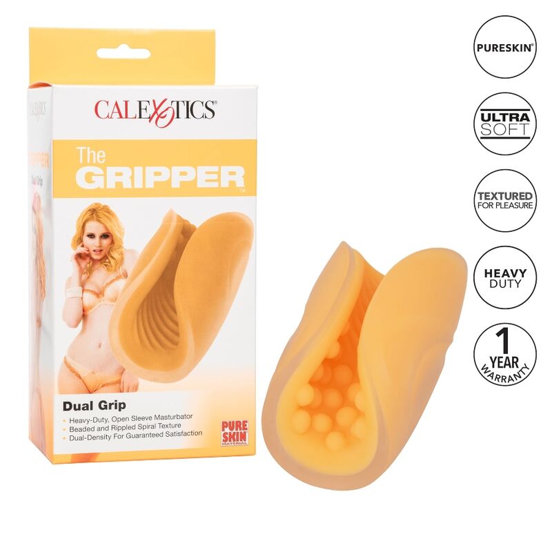 MASTURBATORE CON IMPUGNATURA CON PERLINE CALEX – ARANCIO