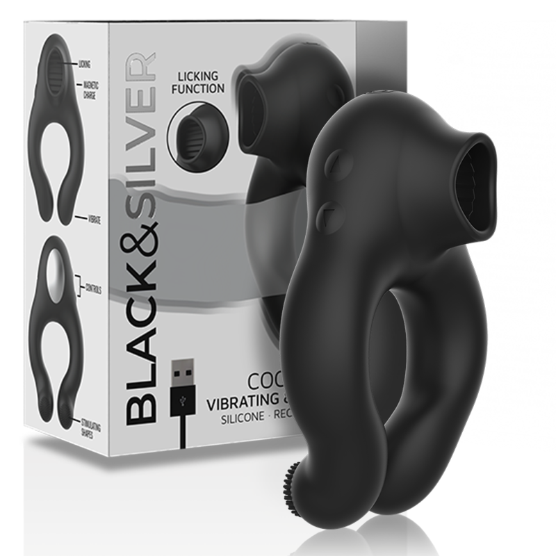 BLACKSILVER – ANELLO VIBRATORE IN SILICONE 3 MOTORI RICARICABILE NERO