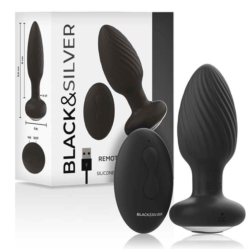 BLACKSILVER – TELECOMANDO ROTATORE ANALE IN SILICONE CON TAPPO POZZETTI