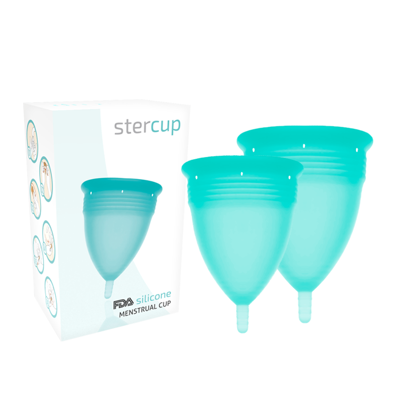 COPPA MENSTRUALE STERCUP TAGLIA S + TAGLIA L PACK ACQUAMARINA