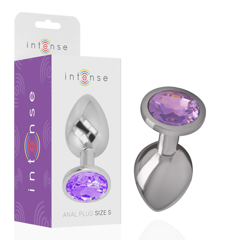 INTENSE – PLUG ANALE IN METALLO ALLUMINIO CON CRISTALLO VIOLA MISURA L 7