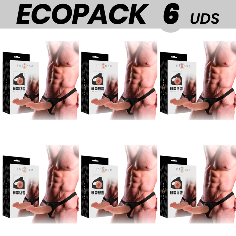 ECOPACK 6 UNIT – INTENSE IMBRACATURA CAVA CON DILDO 18 X 3,5 CM