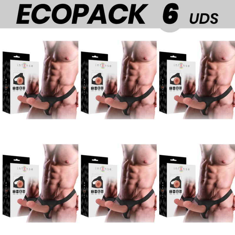 ECOPACK 6 UNIT – INTENSE IMBRACATURA CAVA CON DILDO 16 X 3 CM