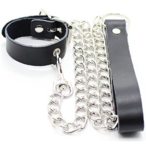 COLLANA OHMAMA RESTRAINT IN PELLE E CATENA METALLICA