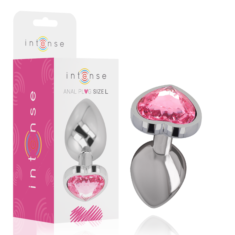 INTENSE – PLUG ANALE IN METALLO ALLUMINIO CUORE ROSA TAGLIA L 5
