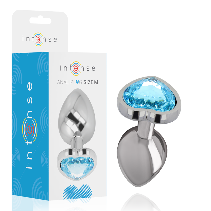 INTENSE – PLUG ANALE IN METALLO ALLUMINIO CUORE BLU TAGLIA M