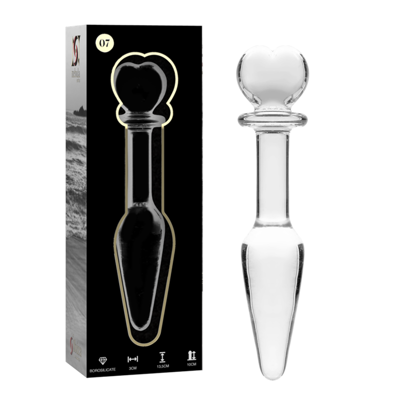 NEBULA SERIES BY IBIZA – MODELLO 7 PLUG ANALE VETRO BOROSILICATO TRASPARENTE 13.5 CM -O- 3 CM