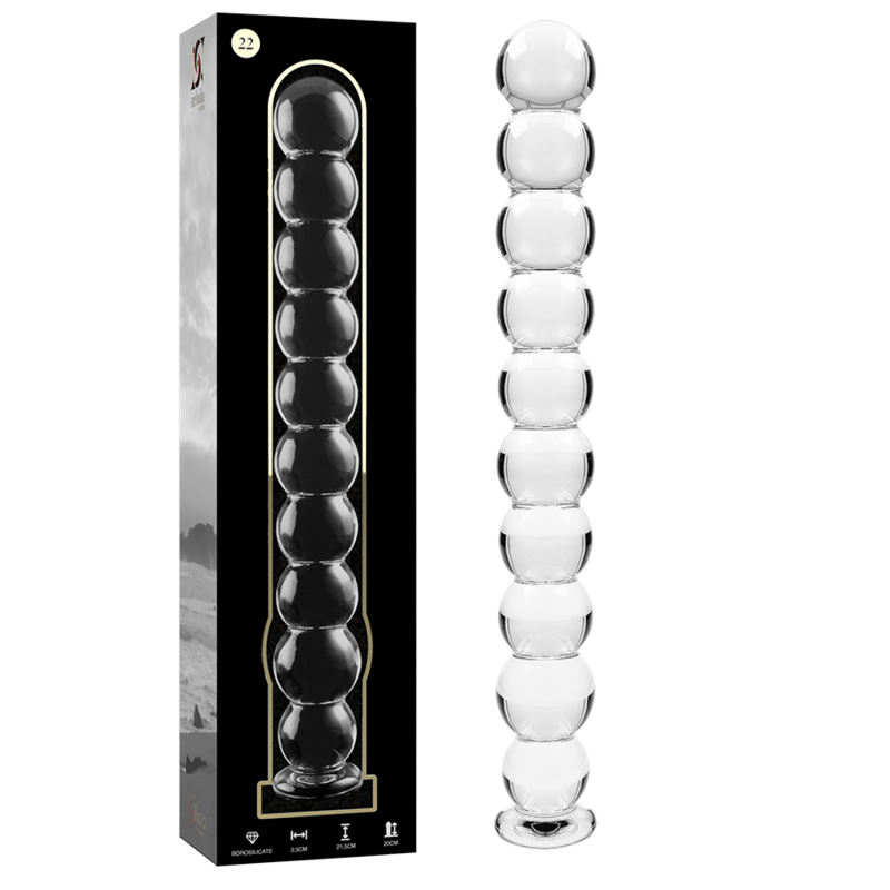 NEBULA SERIES BY IBIZA – MODELLO 22 DILDO IN VETRO BOROSILICATO TRASPARENTE 21.5 CM -O- 2.5 CM