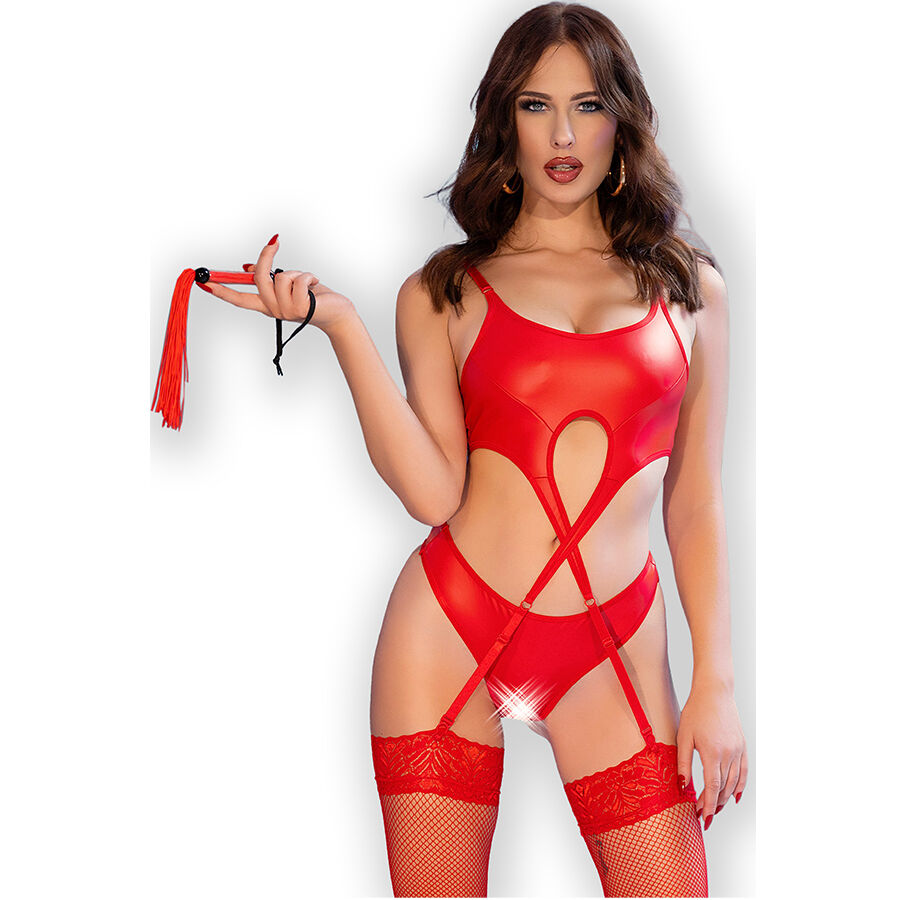 Completino Sexy in Ecopelle Chilirose Cr 4625 Crotchless 7