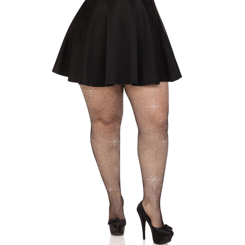 LEG AVENUE – CALZE A RETE CRISTALLIZZATA NERE TAGLIE FORTI