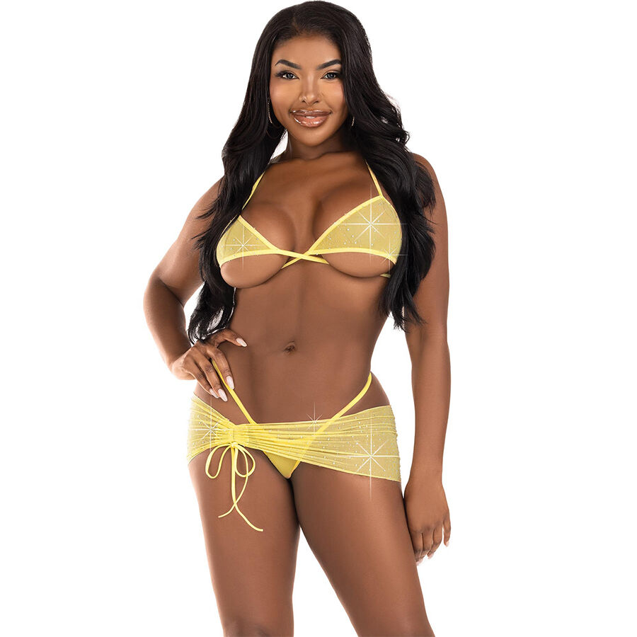 Completino Intimo Leg Avenue Diamantes Amarillo 5