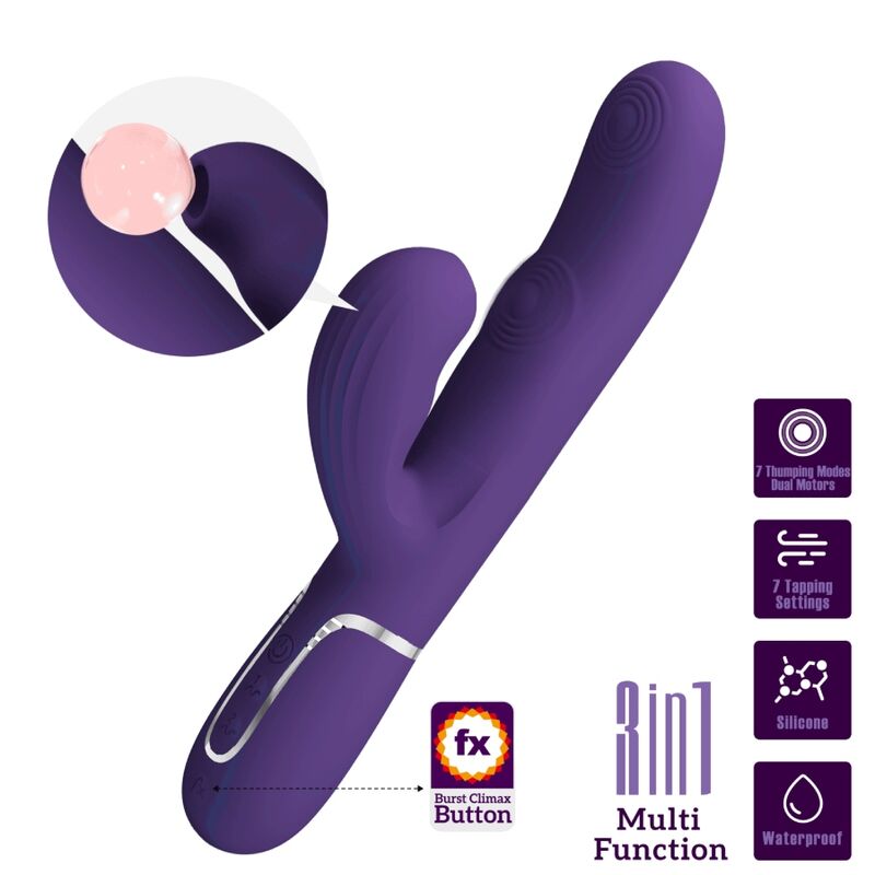 PRETTY LOVE – VIBRATORE PERLITA G-SPOT 3 IN 1 MULTIFUNZIONE VIOLA