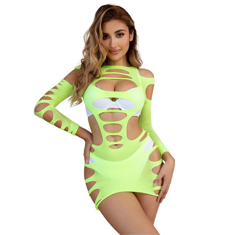 SUBBLIME – 952280 VESTITO ELASTICO A RETE MANICA LUNGA VERDE TAGLIA UNICA 6