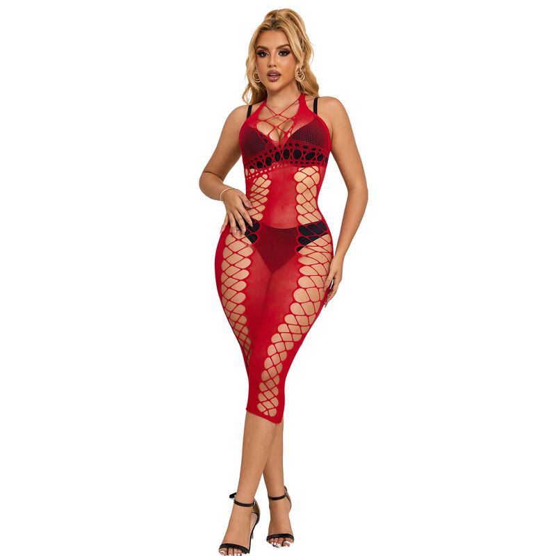 SUBBLIME – 952327 VESTITO LUNGO A RETE ROSSO TAGLIA UNICA