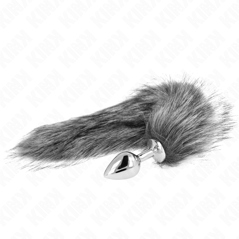 KINK – PLUG ANALE MISURA M 8 X 3,5 CM CON CODA SINTETICA 40 CM GRIGIO